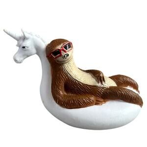Sloth Sunglasses Unicorn Pool Float Toy Action Figure Decor Kitsch Cute